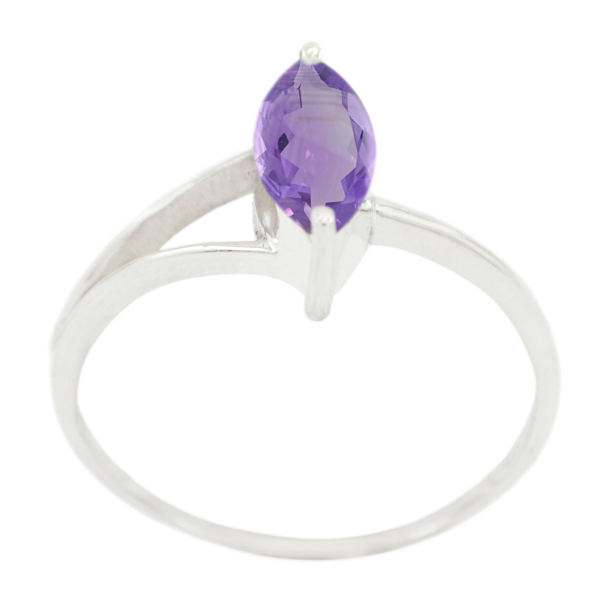 Amethyst Solitaire Korean Silver Purple Gemstone Elegant  Modern Ring Jewelry