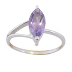 Amethyst Solitaire Korean Silver Purple Gemstone Elegant  Modern Ring Jewelry