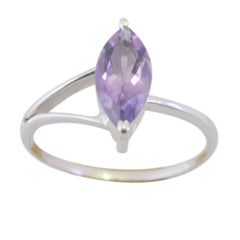 Amethyst Solitaire Korean Silver Purple Gemstone Elegant  Modern Ring Jewelry