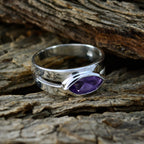 Amethyst Solitaire French Sterling Silver Purple Gemstones Slim Contemporary Ring Jewelry