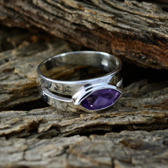 Amethyst Solitaire French Sterling Silver Purple Gemstones Slim Contemporary Ring Jewelry