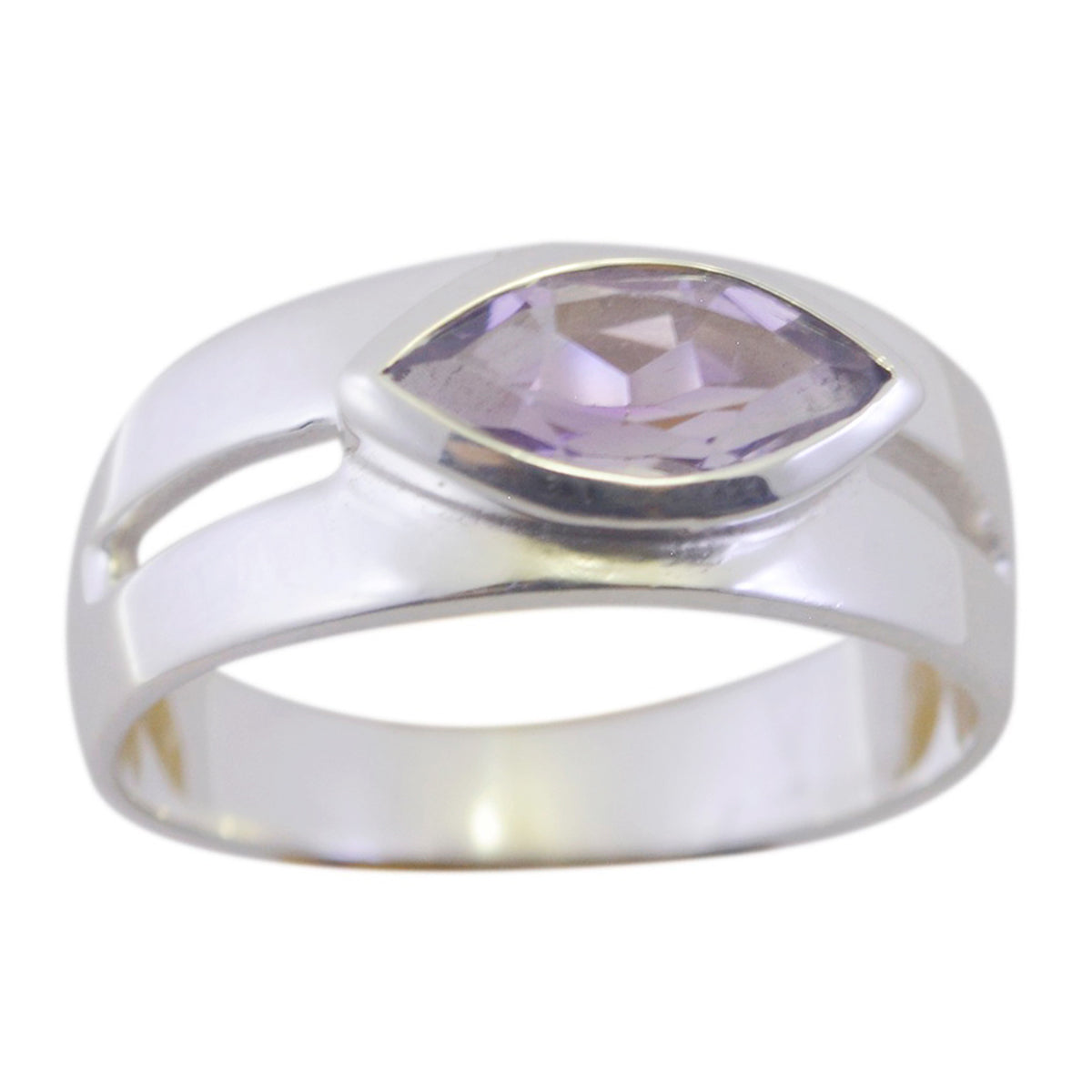 Amethyst Solitaire French Sterling Silver Purple Gemstones Slim Contemporary Ring Jewelry