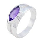 Amethyst Solitaire French Sterling Silver Purple Gemstones Slim Contemporary Ring Jewelry