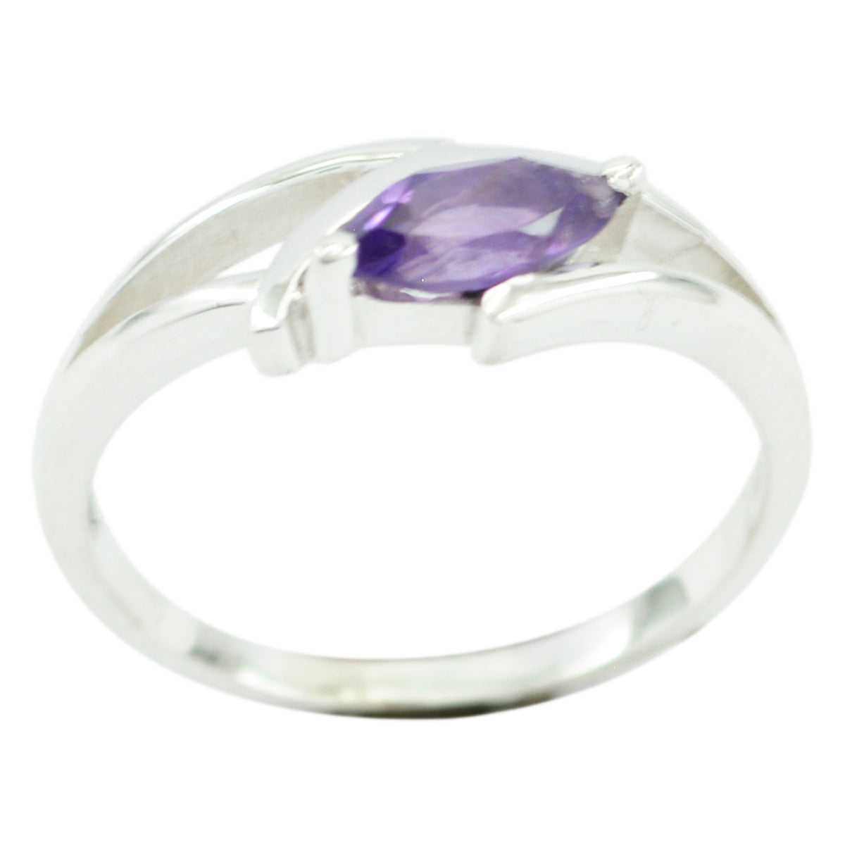 Amethyst Solitaire Japanese Sterling Silver Purple Gems Dainty Trendy Ring Jewelry