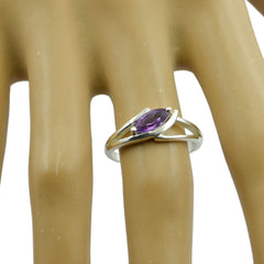 Amethyst Solitaire Japanese Sterling Silver Purple Gems Dainty Trendy Ring Jewelry