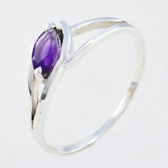 Amethyst Solitaire Japanese Sterling Silver Purple Gems Dainty Trendy Ring Jewelry