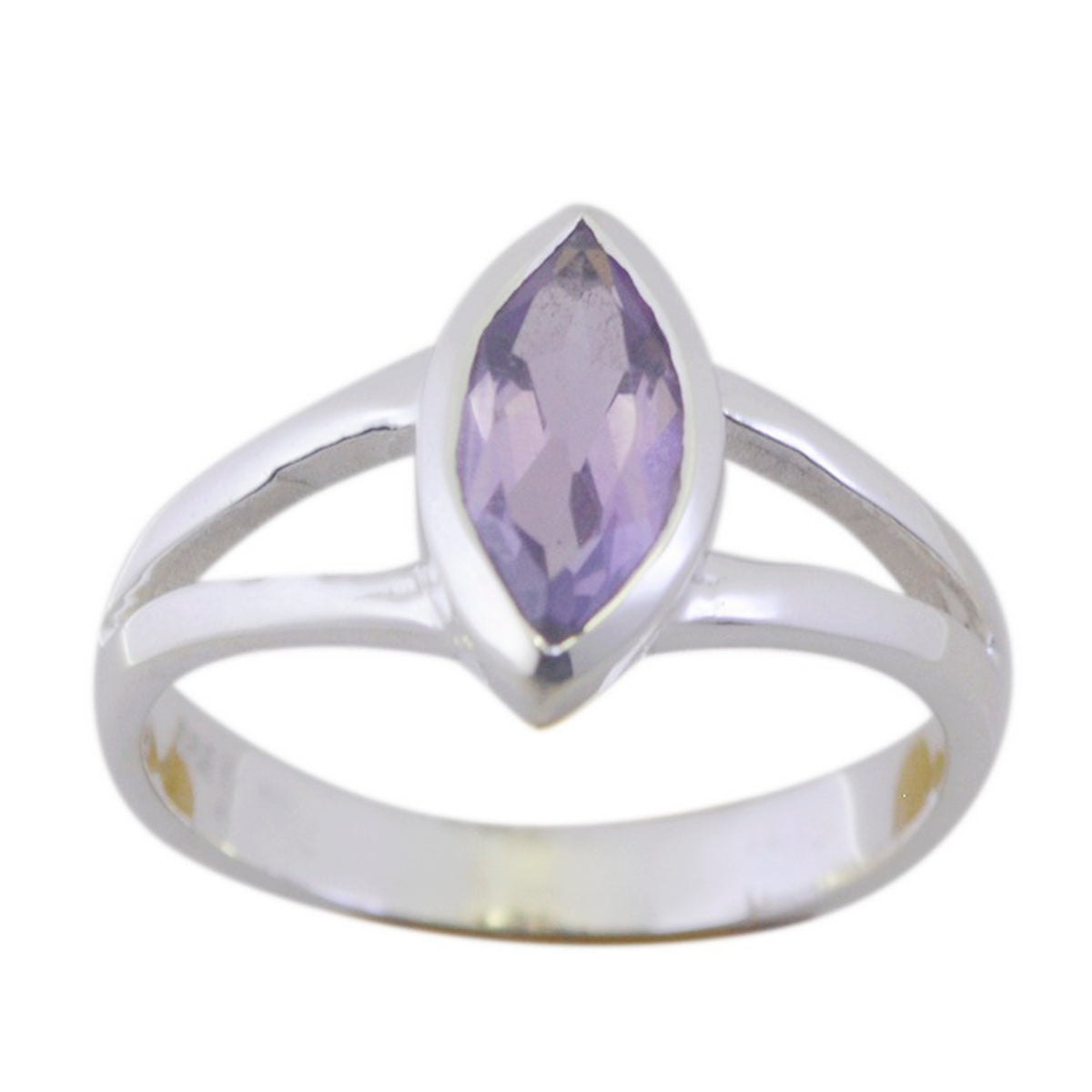 Amethyst Solitaire American Sterling Silver Purple Gemstone Delicate Geometric Ring Jewelry Huvudsaklig produktbild