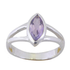 Amethyst Solitaire American Sterling Silver Purple Gemstone Delicate Geometric Ring Jewelry