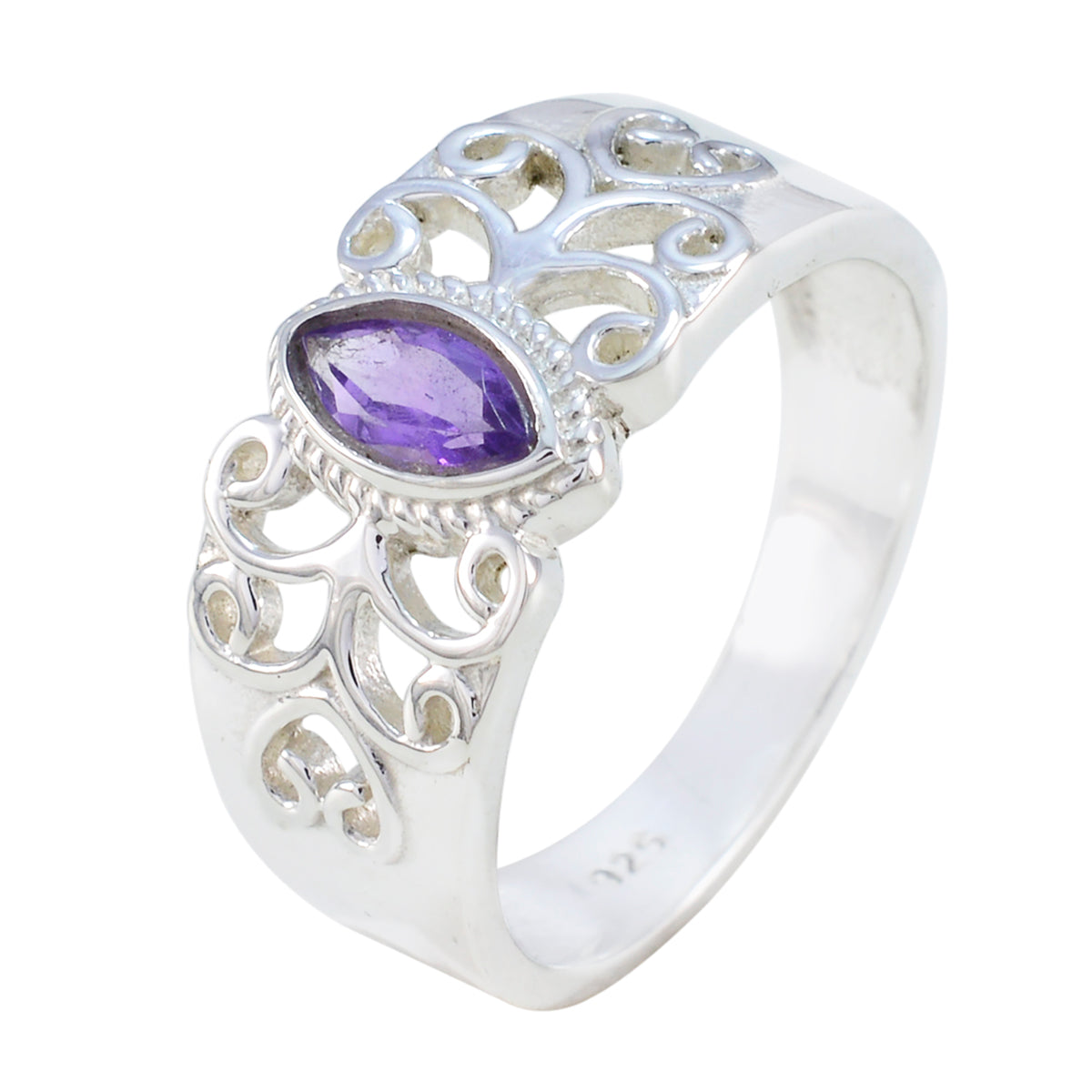 Amethyst Solitär Ägyptischer Sterling Silber Lila Edelsteine Klassischer Claddagh Ring Schmuck Zweitbild