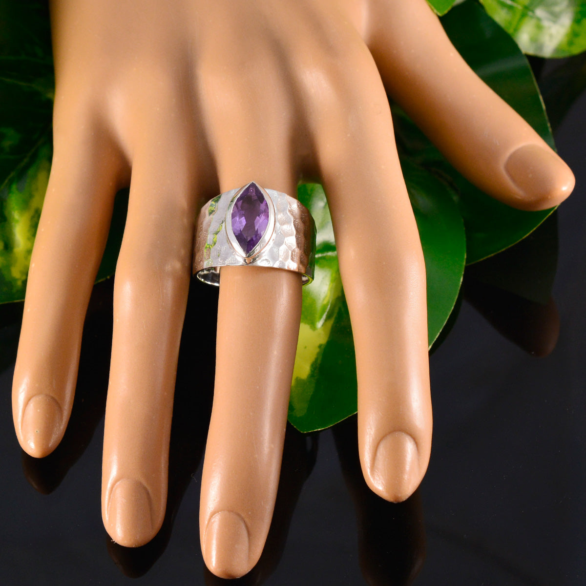 Amethyst Solitaire Moroccan 925 Sterling Silver Purple Gemstones Statement Signet Ring Jewelry
