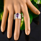 Amethyst Solitaire Moroccan 925 Sterling Silver Purple Gemstones Statement Signet Ring Jewelry