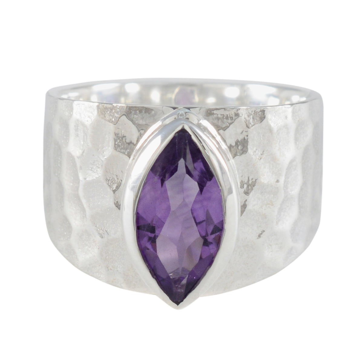 Amethyst Solitaire Moroccan 925 Sterling Silver Purple Gemstones Statement Signet Ring Jewelry Huvudsaklig produktbild