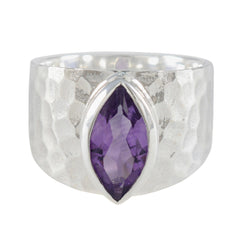 Amethyst Solitaire Moroccan 925 Sterling Silver Purple Gemstones Statement Signet Ring Jewelry