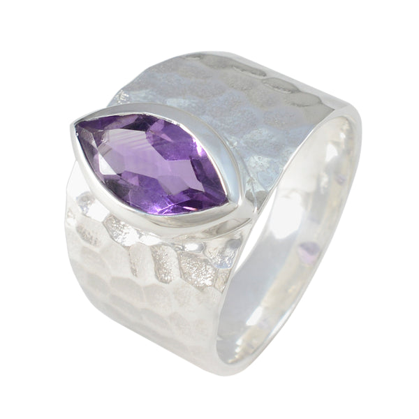 Amethyst Solitaire Moroccan 925 Sterling Silver Purple Gemstones Statement Signet Ring Jewelry