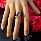 Amethyst Solitaire Turkish 925 Silver Purple Gems Slim Geometric Ring Jewelry