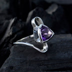 Amethyst Solitaire Turkish 925 Silver Purple Gems Slim Geometric Ring Jewelry