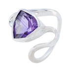 Amethyst Solitaire Turkish 925 Silver Purple Gems Slim Geometric Ring Jewelry