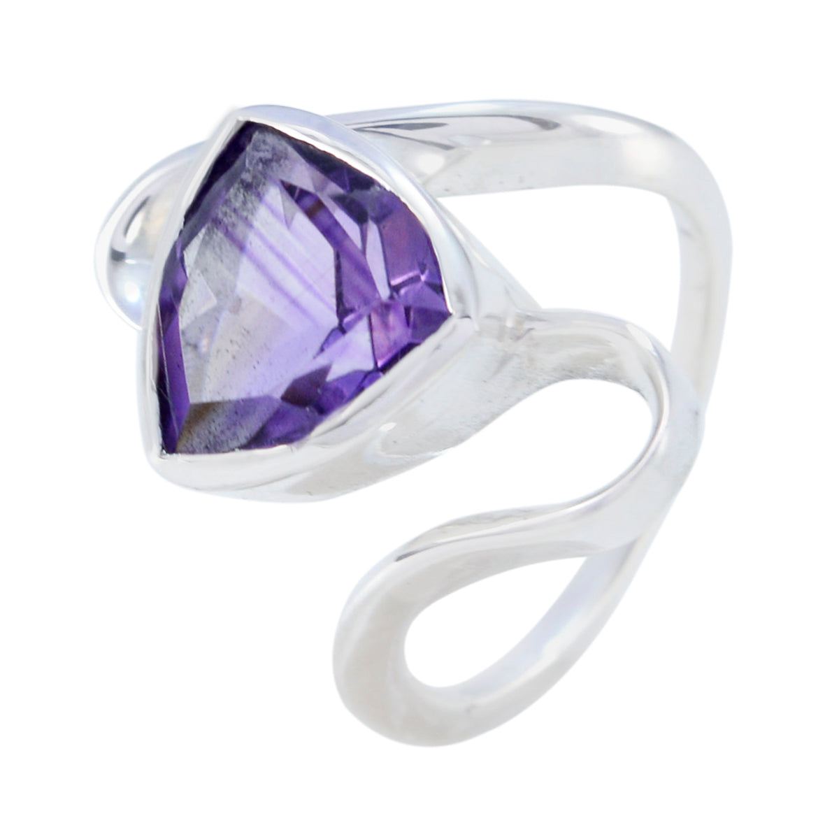 Amethyst Solitaire Turkish 925 Silver Purple Gems Slim Geometric Ring Jewelry