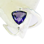 Amethyst Solitaire Turkish 925 Silver Purple Gems Slim Geometric Ring Jewelry
