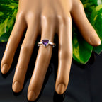 Amethyst Solitaire Egyptian Silver Purple Gemstones Delicate Geometric Ring Jewellery