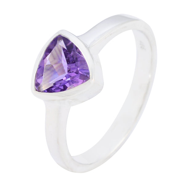 Amethyst Solitaire Egyptian Silver Purple Gemstones Delicate Geometric Ring Jewellery