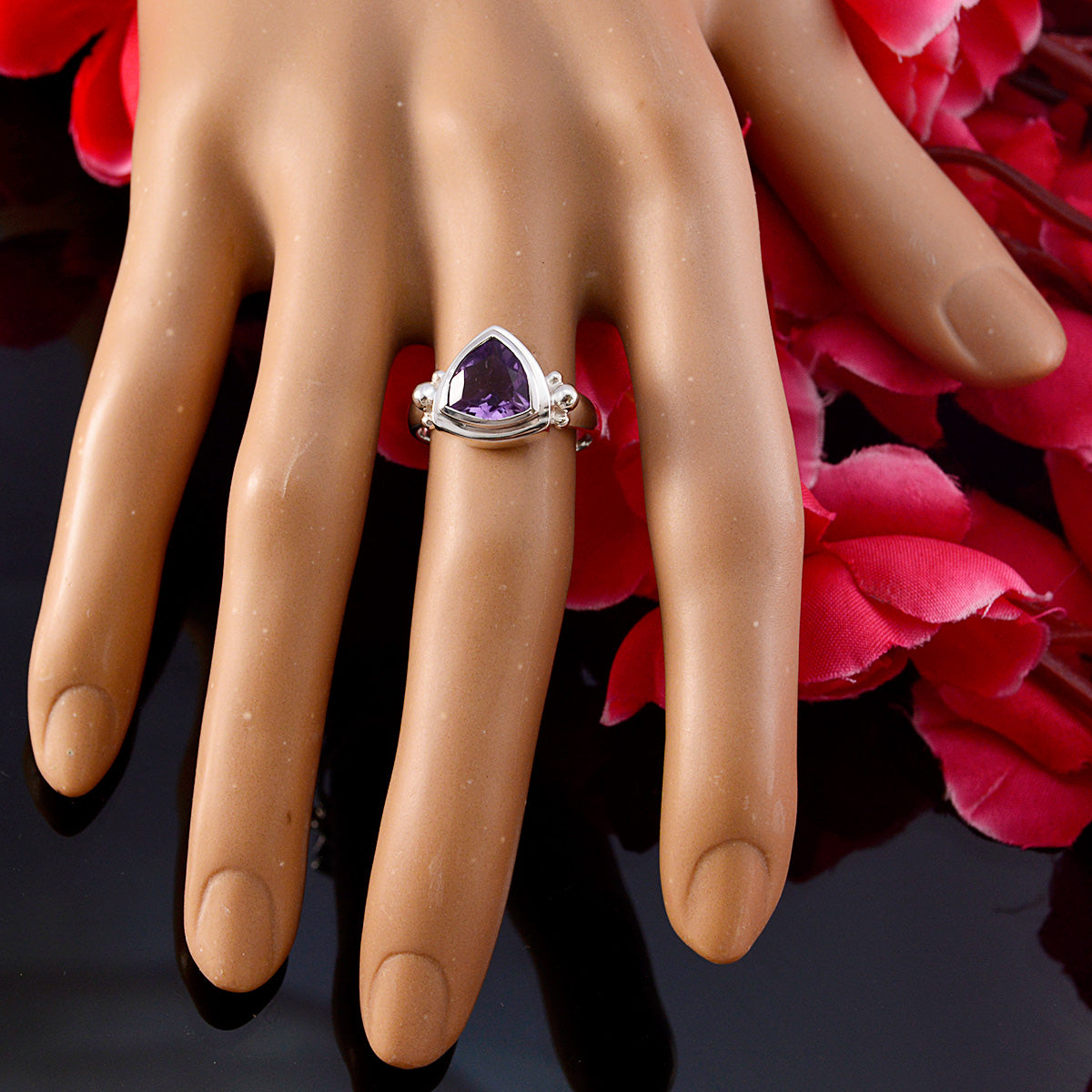 Amethyst Solitaire Australian Silver Purple Gemstones Slim Artisan Ring Jewelry