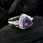 Amethyst Solitaire Australian Silver Purple Gemstones Slim Artisan Ring Jewelry