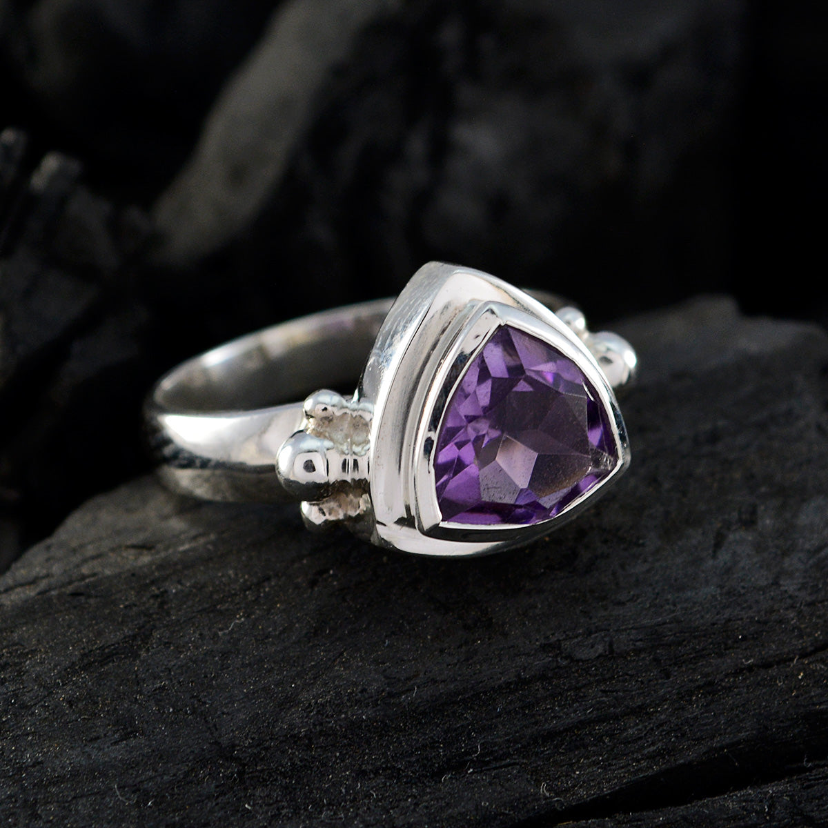 Amethyst Solitaire Australian Silver Purple Gemstones Slim Artisan Ring Jewelry