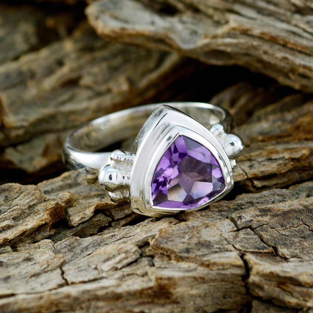 Amethyst Solitaire Australian Silver Purple Gemstones Slim Artisan Ring Jewelry