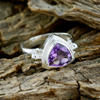 Amethyst Solitaire Australian Silver Purple Gemstones Slim Artisan Ring Jewelry