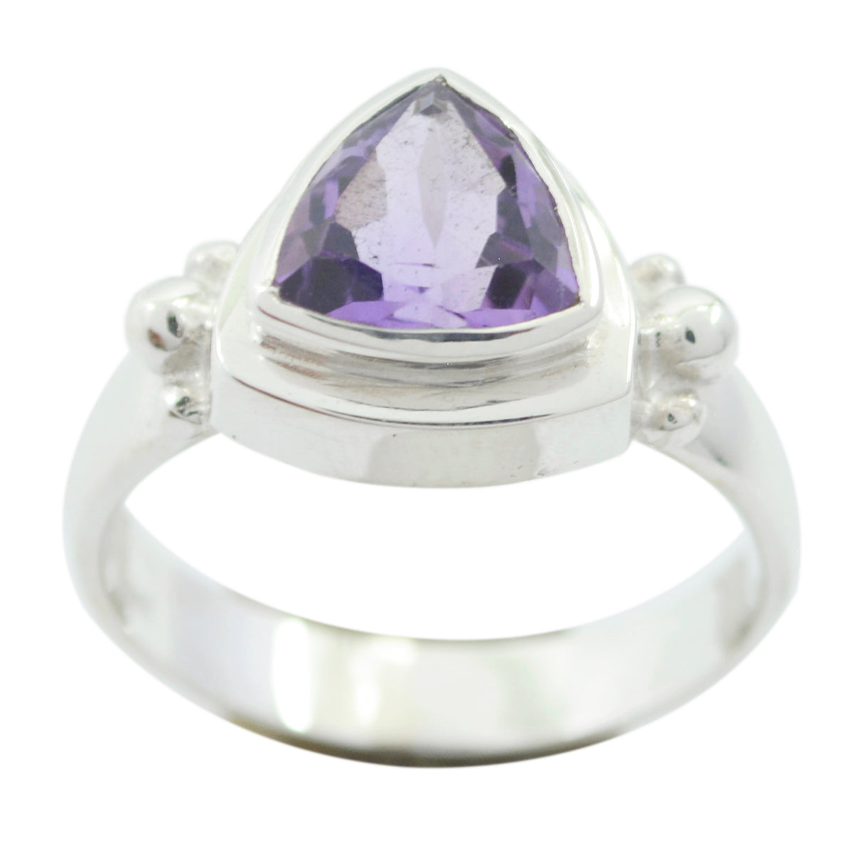 Ametist Solitaire Australiensiskt Silver Lila Ädelstenar Smal Hantverksring Smycken Sekundär produktbild
