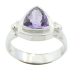 Amethyst Solitaire Australian Silver Purple Gemstones Slim Artisan Ring Jewelry