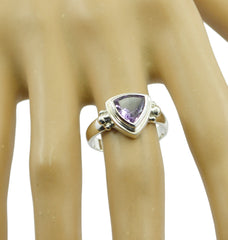 Amethyst Solitaire Australian Silver Purple Gemstones Slim Artisan Ring Jewelry