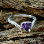 Amethyst Solitaire Egyptian 925 Silver Purple Gemstone Whisper thin Retro Ring Jewelry