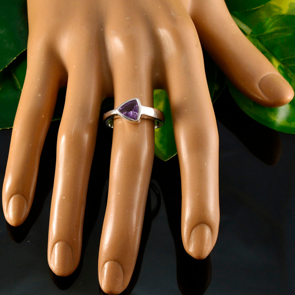 Amethyst Solitaire Australian Silver Purple Gemstone Tiny Heritage Ring Jewellery