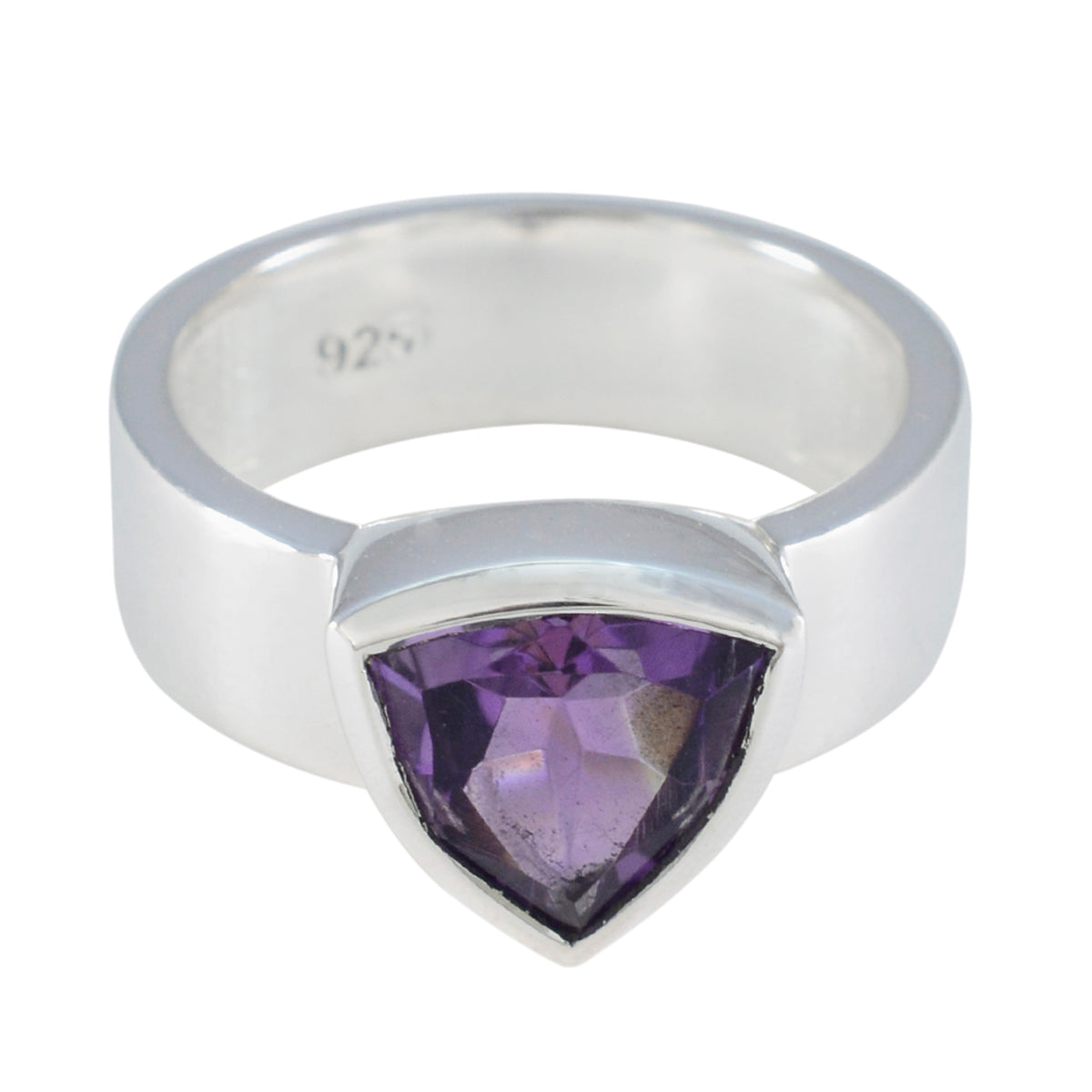 Amethyst Solitaire Egyptian Silver Purple Gemstone Eye catching Signet Band Jewelry Huvudsaklig produktbild