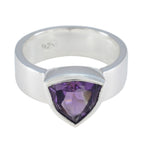 Amethyst Solitaire Egyptian Silver Purple Gemstone Eye catching Signet Band Jewelry
