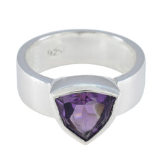 Amethyst Solitaire Egyptian Silver Purple Gemstone Eye catching Signet Band Jewelry
