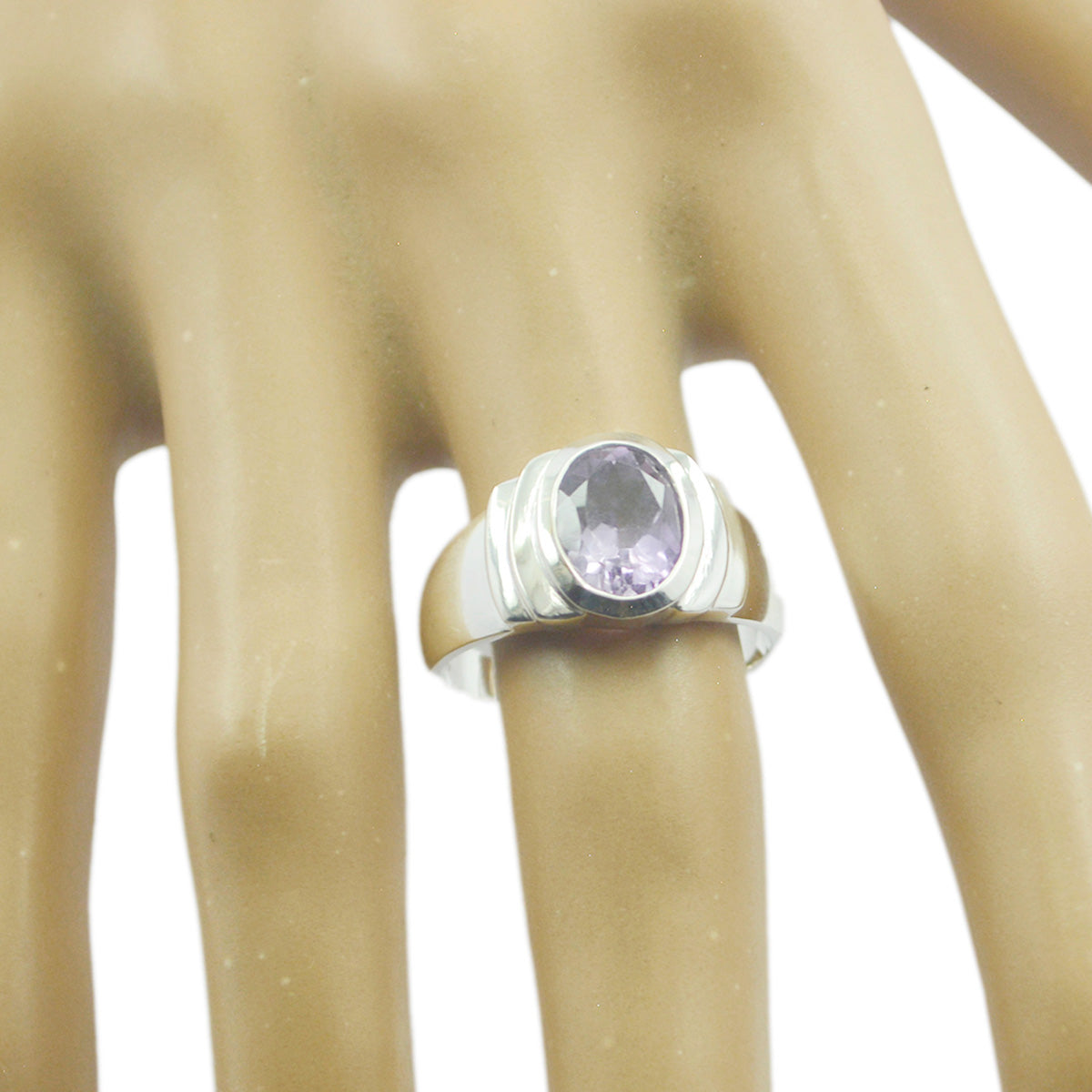 Amethyst Solitaire Moroccan Silver Purple Gemstones Eye-catching Love Ring Jewellery Второстепенное изображение товара