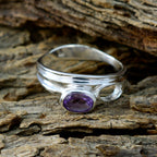 Amethyst Solitaire American Silver Purple Gemstones Whisper thin Modern Ring Jewelry