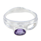 Amethyst Solitaire American Silver Purple Gemstones Whisper thin Modern Ring Jewelry