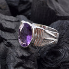 Amethyst Solitaire Egyptian 92.5 Silver Purple Gemstones Versatile Vintage Ring Jewelry