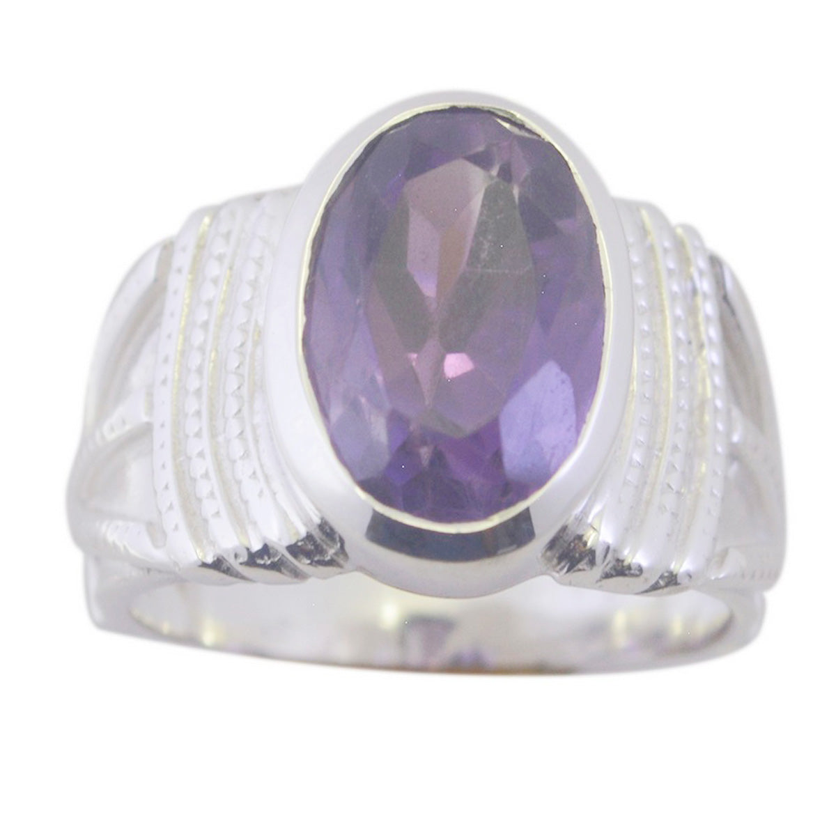 Amethyst Solitaire Egyptian 92.5 Silver Purple Gemstones Versatile Vintage Ring Jewelry メイン画像