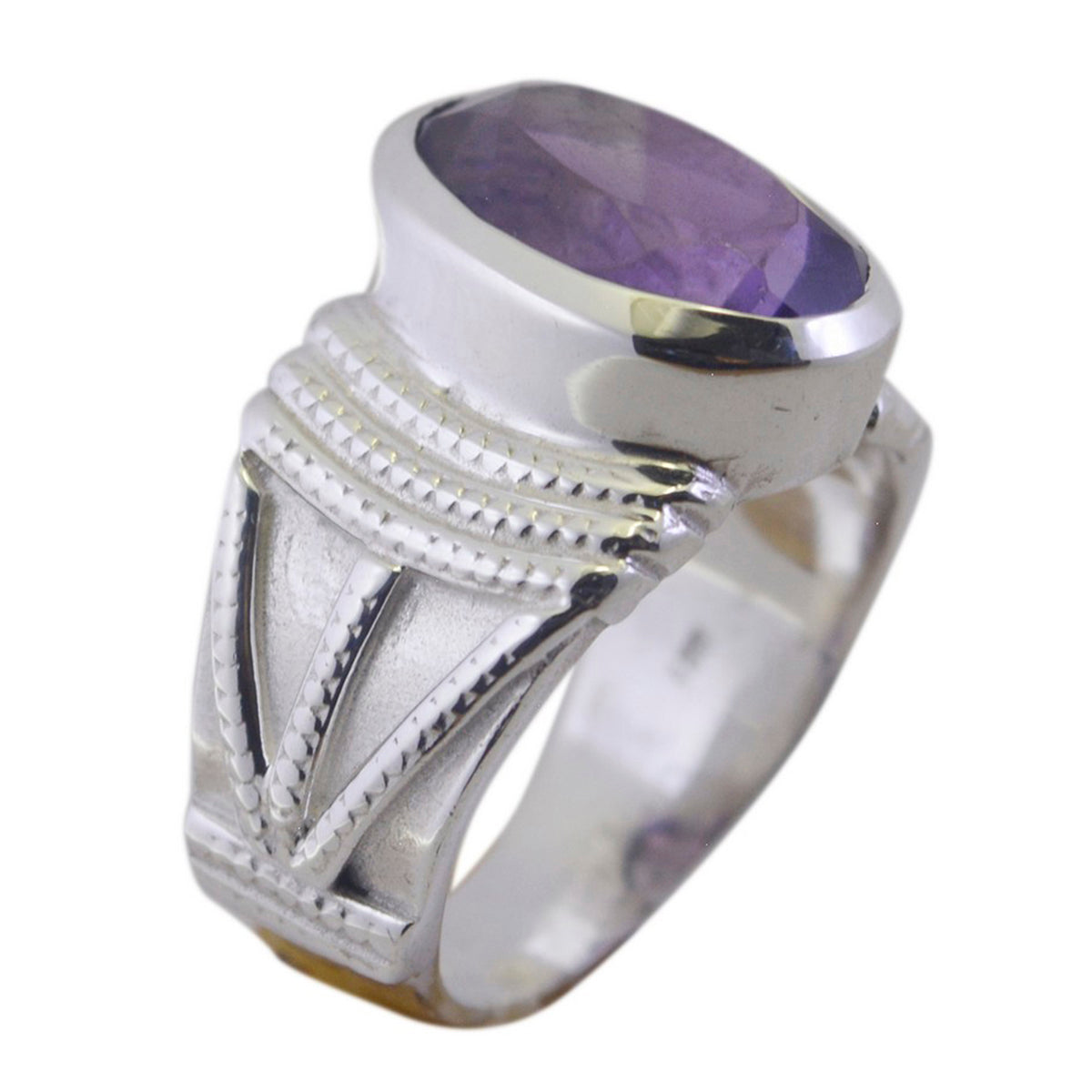 Amethyst Solitaire Egyptian 92.5 Silver Purple Gemstones Versatile Vintage Ring Jewelry