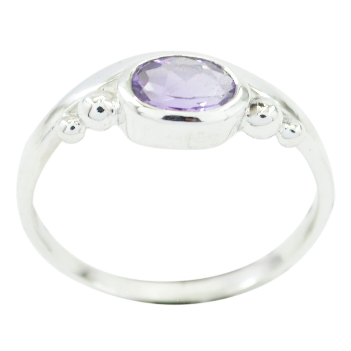 Amethyst Solitaire Korean Silver Purple Gemstone Delicate Feminine Ring Jewelry Immagine principale del prodotto