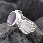 Amethyst Solitaire African 92.5 Silver Purple Gemstone Mid weight Romantic Ring Jewellery