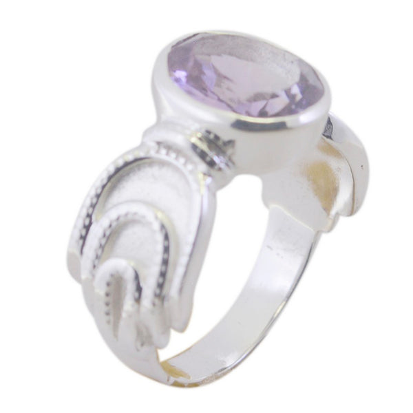 Amethyst Solitaire African 92.5 Silver Purple Gemstone Mid weight Romantic Ring Jewellery