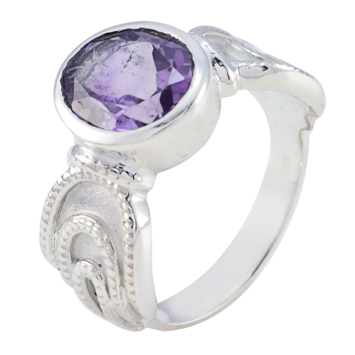 Amethyst Solitaire African 92.5 Silver Purple Gemstone Mid weight Romantic Ring Jewellery