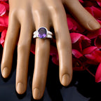 Amethyst Solitaire Russian 925 Silver Purple Gemstones Tiny Ethnic Ring Jewellery
