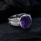 Amethyst Solitaire Russian 925 Silver Purple Gemstones Tiny Ethnic Ring Jewellery